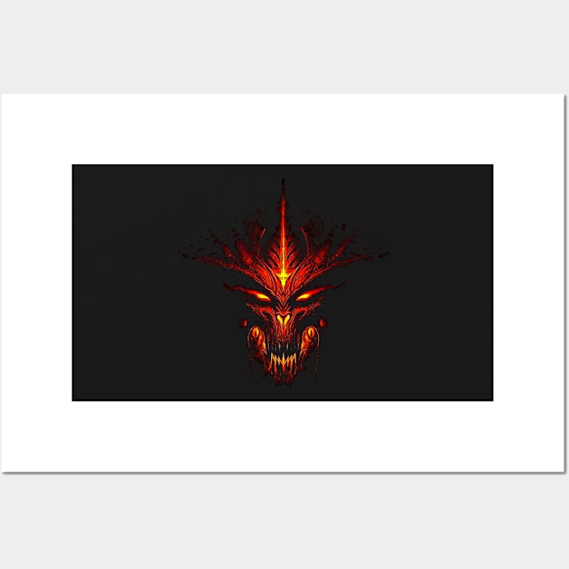 Evil Alien Fire Dragon Design Wall Art by LuckDragonGifts